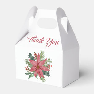 Poinsettia Christmas Thank You Wedding Party Favor Box