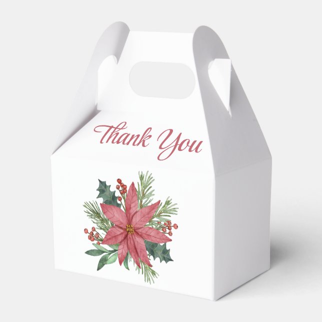Poinsettia Christmas Thank You Wedding Party Favor Box (Back Side)