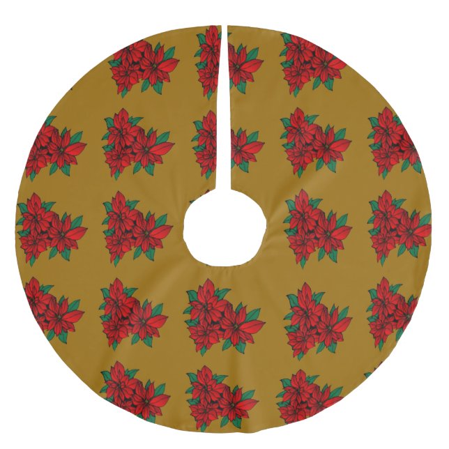 Poinsettia Christmas Tree Skirt (Front)