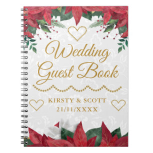 Poinsettia Christmas Winter Wedding Guest Book