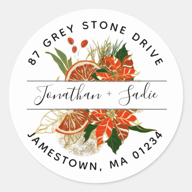 Poinsettia Citrus Return Address Label (Front)