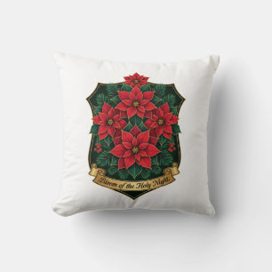 Poinsettia Crest T-Shirt Throw Pillow