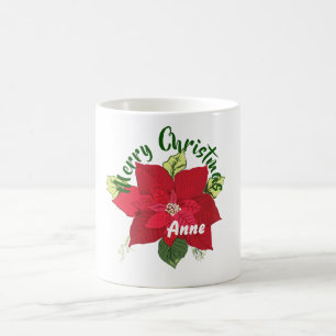 Poinsettia Custom Name  Mug