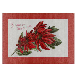 Poinsettia December Birthday Cutting Board
