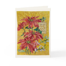Poinsettia doré | Carte de Noël en papier fin d'ar
