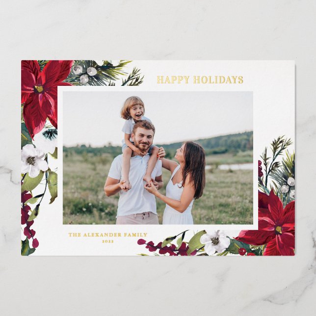 Poinsettia et Fir Feuilles de Joyeuses Vacances Ph (Recto)