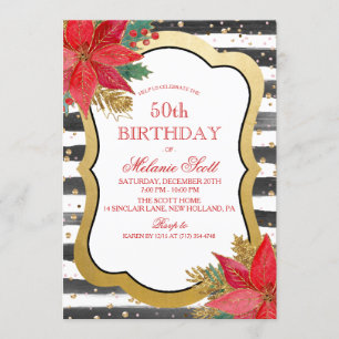 Poinsettia Fête Anniversaire Invitation
