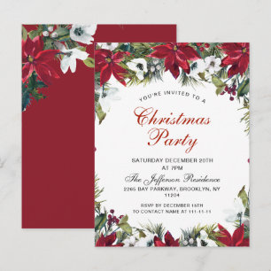 Poinsettia Fête de Noël Carte d'invitation