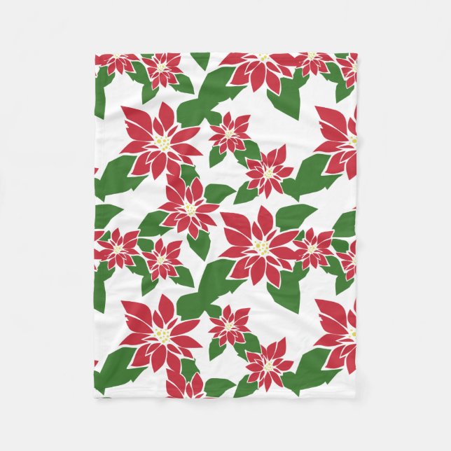 Poinsettia Fleece Blanket (Front)