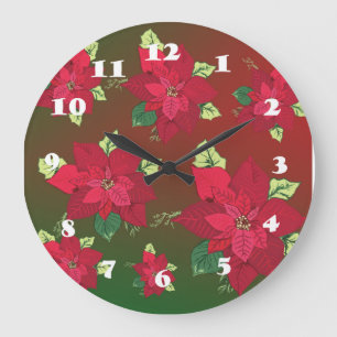 Poinsettia Fleurs de Noël Horloge murale