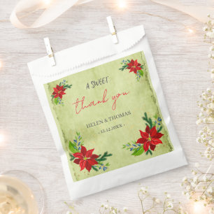 Poinsettia Floral Bouquet, Vintage Favour Bag