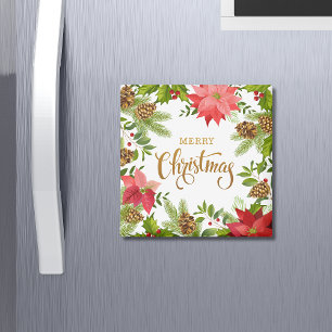 Poinsettia Floral Christmas   Holidays Magnet