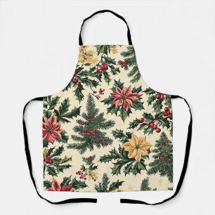 Poinsettia Floral Christmas Pattern (15) Apron