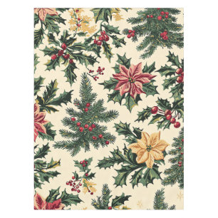 Poinsettia Floral Christmas Pattern (15) Tablecloth