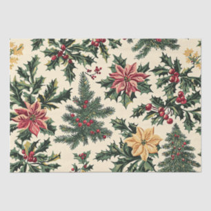 Poinsettia Floral Christmas Pattern (15) Tissue Paper