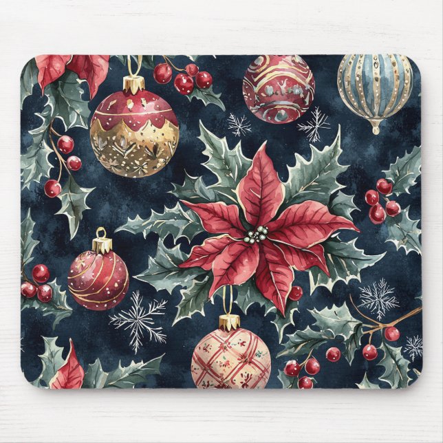 Poinsettia Floral Christmas Pattern (16) Mouse Pad (Front)