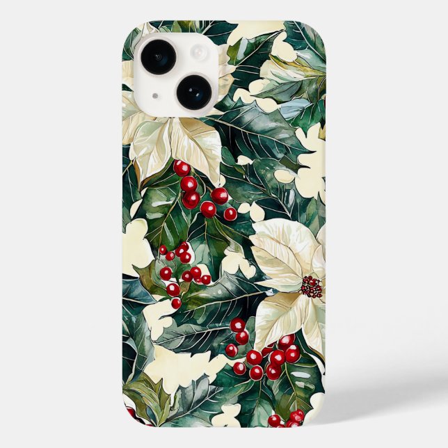 Poinsettia Floral Christmas Pattern (19) Case-Mate iPhone Case (Back)
