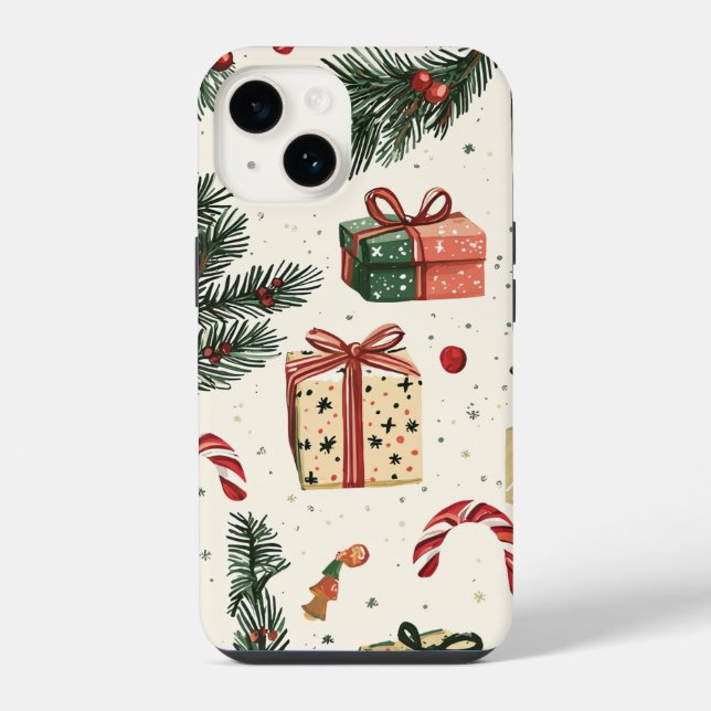 Poinsettia Floral Christmas Pattern (1) iPhone Case (Back)