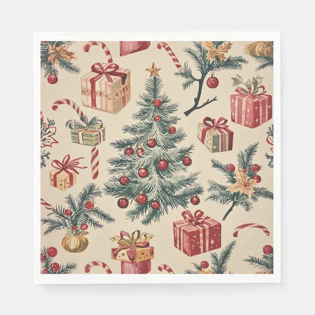 Poinsettia Floral Christmas Pattern (2) Napkin (Front)