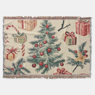 Poinsettia Floral Christmas Pattern (2) Throw Blanket