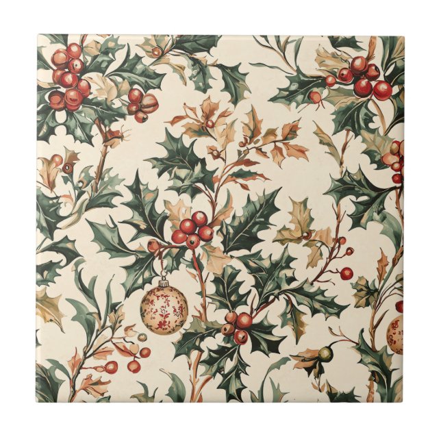 Poinsettia Floral Christmas Pattern (3) Tile (Front)