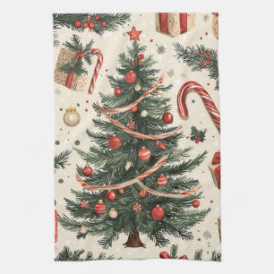 Poinsettia Floral Christmas Pattern (4) Kitchen Towel