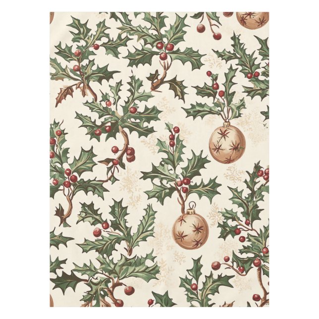 Poinsettia Floral Christmas Pattern (6) Tablecloth (Front)