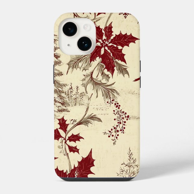 Poinsettia Floral Christmas Pattern (8) iPhone Case (Back)