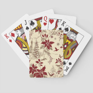Poinsettia Floral Christmas Pattern (8) Playing Cards