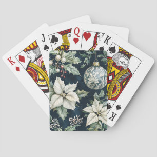 Poinsettia Floral Christmas Pattern (9) Playing Cards