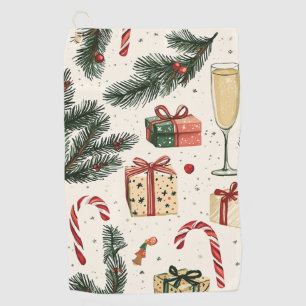 Poinsettia Floral Christmas Pattern Golf Towel