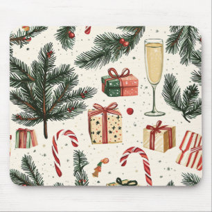 Poinsettia Floral Christmas Pattern Mouse Pad