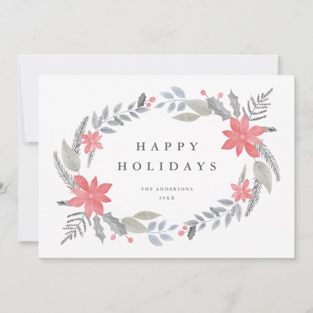 Poinsettia Floral Hand-drawn Holiday Garland (Front)