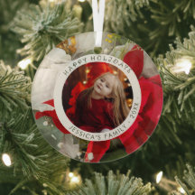 Poinsettia Floral Happy Holiday Photo