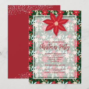 Poinsettia Floral Holiday Christmas Invitations