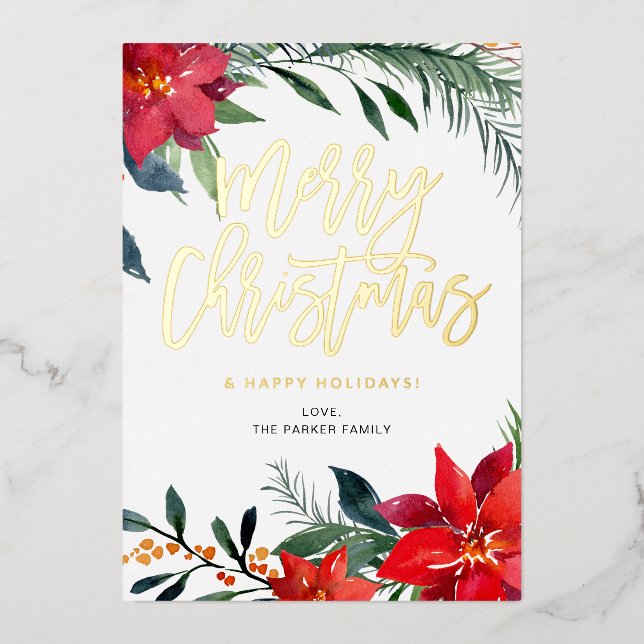 Poinsettia Floral Merry Christmas (Front)