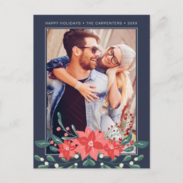 Poinsettia Floral Mistletoe | Carte de vacances ph (Devant)