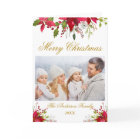 Poinsettia Floral Photo Christmas Gold Fold