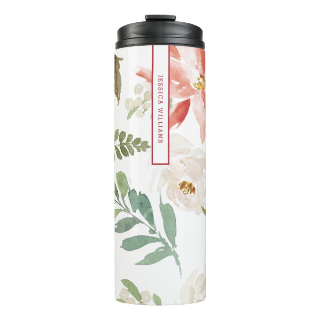 Poinsettia Floral Thermal Tumbler (Front)