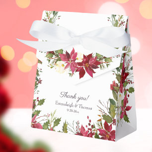 Poinsettia Floral Wedding Scarlet Red Favor Box