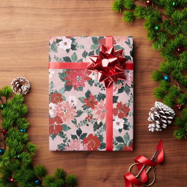 POINSETTIA FLORAL WRAPPING PAPER (Holiday Gift)