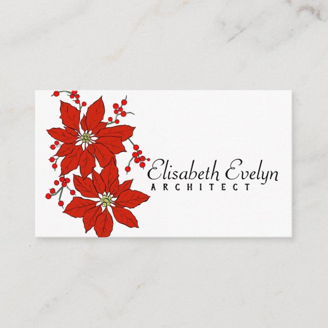 Poinsettia Flower Business Card (Front)