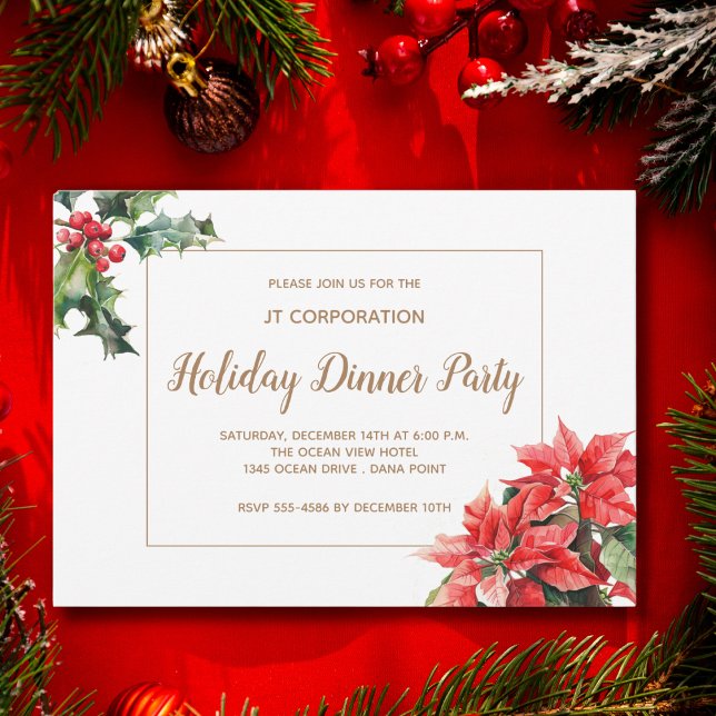 Poinsettia flower Corporate Christmas party Invitation (Creator Uploaded)