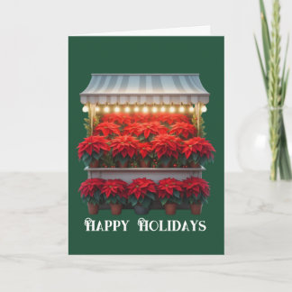 Poinsettia Flower Market Christmas Card