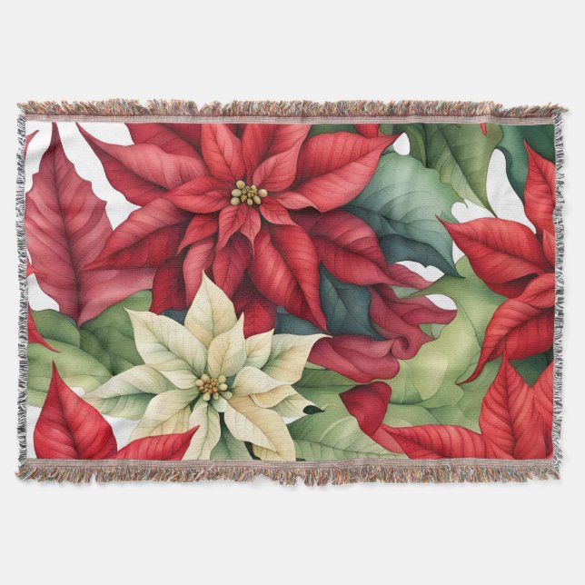 Poinsettia Flowers  Throw Blanket (Front)