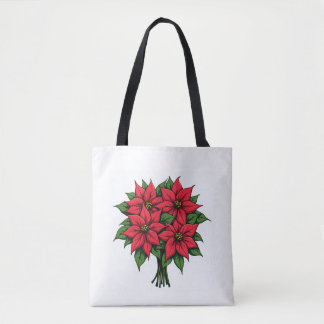 Poinsettia flowers tote bags