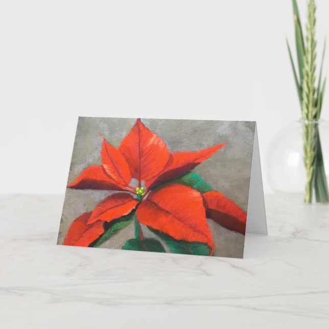 Poinsettia Folded Holiday Card (Front)
