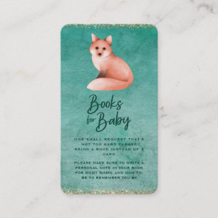 Poinsettia Fox Baby Shower Book Request Enclosure Card