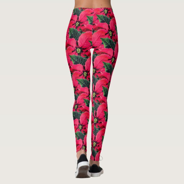 Poinsettia Fun Abstract Artsy  Leggings (Back)
