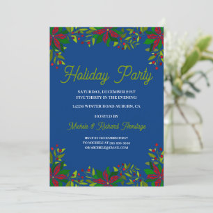 Poinsettia Garland Holiday Party Invitation